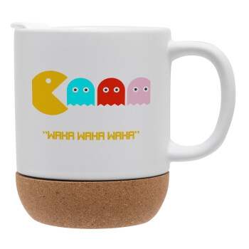 Pacman waka waka waka, Ceramic coffee mug Cork (MAT), 330ml (1pcs)