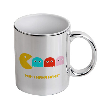 Pacman waka waka waka, Mug ceramic, silver mirror, 330ml