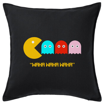 Pacman waka waka waka, Sofa cushion black 50x50cm includes filling