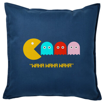 Pacman waka waka waka, Sofa cushion Blue 50x50cm includes filling