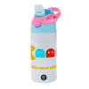 Children's hot water bottle, stainless steel, with safety straw, Pink/BlueCiel (360ml) BPA FREE