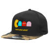 Adult Flat Snapback Hat Black/Camouflage, (100% COTTON TWILL, ADULT, UNISEX, ONE SIZE)