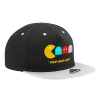 Adult Flat Snapback Hat Black/Grey, (100% COTTON TWILL, ADULT, UNISEX, ONE SIZE)