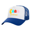 Adult Structured Trucker Hat, with Mesh, WHITE/BLUE (100% COTTON, ADULT, UNISEX, ONE SIZE)