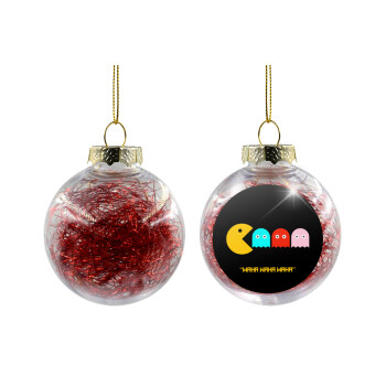 Pacman waka waka waka, Transparent Christmas tree ball ornament with red filling 8cm