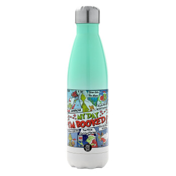 My Day Grinch, Metal mug thermos Green/White (Stainless steel), double wall, 500ml