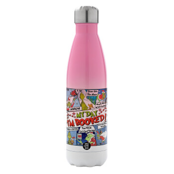 My Day Grinch, Metal mug thermos Pink/White (Stainless steel), double wall, 500ml