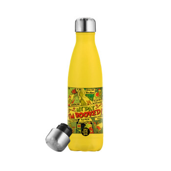 My Day Grinch, Yellow Stainless Steel Metallic Thermos, double-walled, 500ml