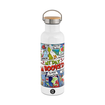 My Day Grinch, Stainless steel White with wooden lid (bamboo), double wall, 750ml