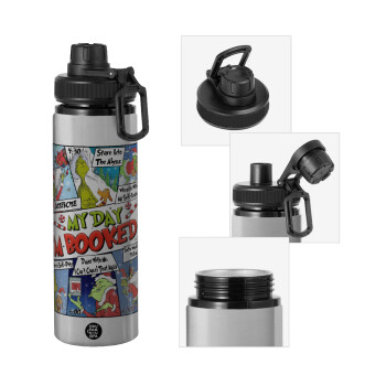 My Day Grinch, Metallic water bottle with safety cap, 850ml aluminum