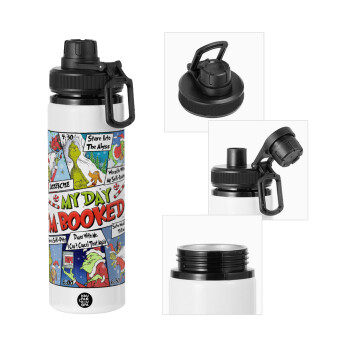 My Day Grinch, Metal water bottle with safety cap, aluminum 850ml