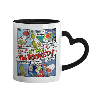 My Day Grinch, Mug heart black handle, ceramic, 330ml