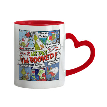 My Day Grinch, Mug heart red handle, ceramic, 330ml