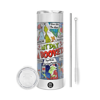 My Day Grinch, Tumbler stainless steel 600ml, with metal straw & cleaning brush