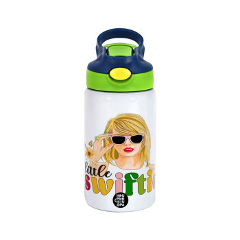 Little Swiftie, Children's hot water bottle, stainless steel, with safety straw, green, blue (350ml)