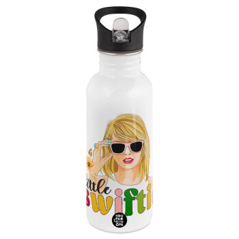 Little Swiftie, White water bottle with straw, stainless steel 600ml