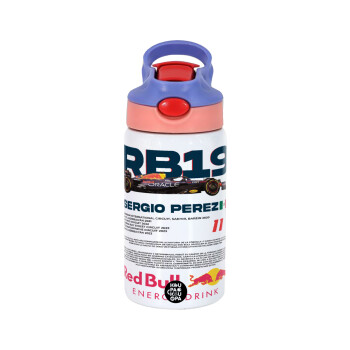 Redbull Sergio Perezi, Children's hot water bottle, stainless steel, with safety straw, pink/purple (350ml)