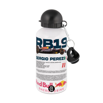 Redbull Sergio Perezi, Metal water bottle, White, aluminum 500ml