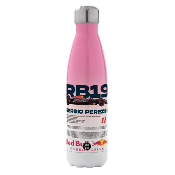 Redbull Sergio Perezi, Metal mug thermos Pink/White (Stainless steel), double wall, 500ml