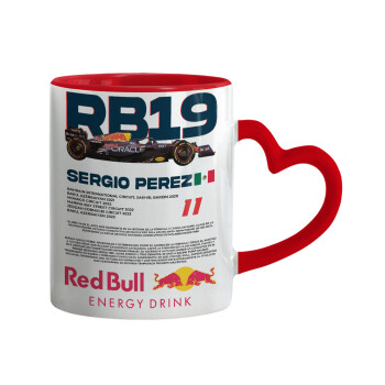 Redbull Sergio Perezi, Κούπα καρδιά χερούλι κόκκινη, κεραμική, 330ml