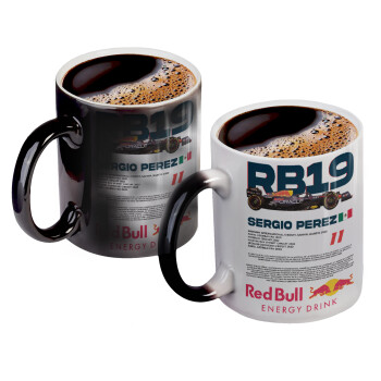 Redbull Sergio Perezi, Color changing magic Mug, ceramic, 330ml when adding hot liquid inside, the black colour desappears (1 pcs)