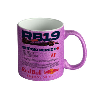 Redbull Sergio Perezi, Κούπα Μωβ Glitter που γυαλίζει, κεραμική, 330ml