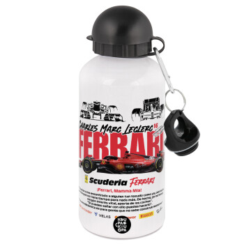 F1 Ferrari, Metal water bottle, White, aluminum 500ml