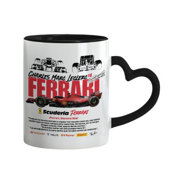 F1 Ferrari, Mug heart black handle, ceramic, 330ml