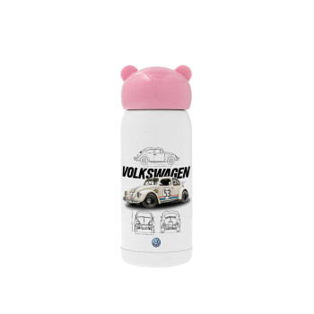 Volkswagen Beetle, Pink stainless steel thermal flask, 320ml