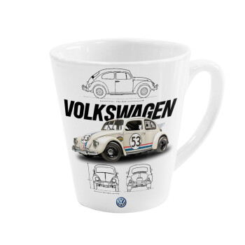 Volkswagen Beetle, Κούπα κωνική Latte Λευκή, κεραμική, 300ml