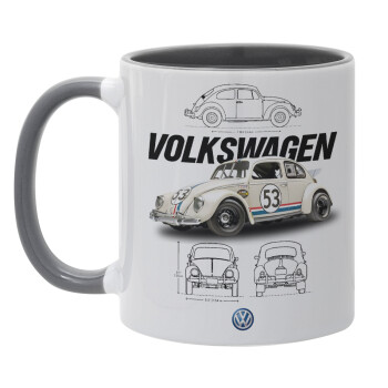 Volkswagen Beetle, Mug colored grey, ceramic, 330ml