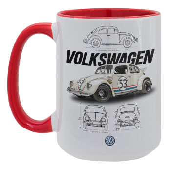 Volkswagen Beetle, Κούπα Mega 15oz, κεραμική Κόκκινη, 450ml