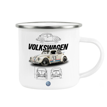 Volkswagen Beetle, Metallic enamel cup white 360ml