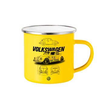 Volkswagen Beetle, Yellow Enamel Metallic Cup 360ml