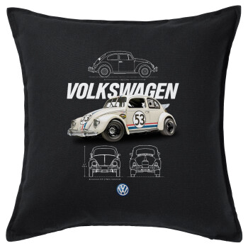 Volkswagen Beetle, Sofa cushion black 50x50cm includes filling