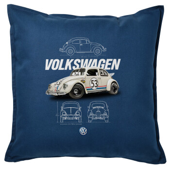 Volkswagen Beetle, Sofa cushion Blue 50x50cm includes filling