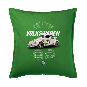 Volkswagen Beetle, Sofa cushion Green 50x50cm includes filling