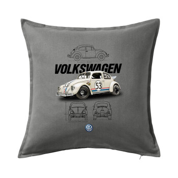 Volkswagen Beetle, Sofa cushion Grey 50x50cm includes filling