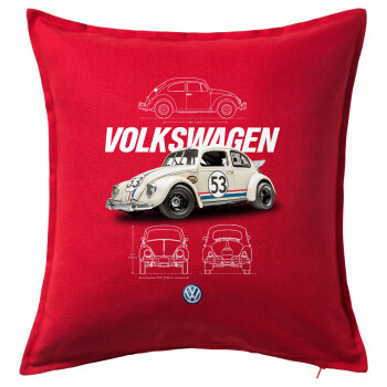 Volkswagen Beetle, Sofa cushion RED 50x50cm includes filling