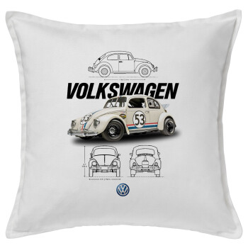 Volkswagen Beetle, Sofa cushion White 50x50cm includes filling