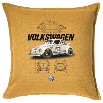 Volkswagen Beetle, Sofa cushion YELLOW 50x50cm includes filling