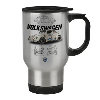 Volkswagen Beetle, Stainless steel travel mug with lid, double wall 450ml