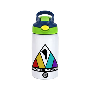 Imagine Dragons, Children's hot water bottle, stainless steel, with safety straw, green, blue (350ml)