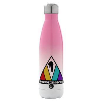 Imagine Dragons, Metal mug thermos Pink/White (Stainless steel), double wall, 500ml