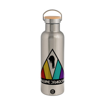 Imagine Dragons, Stainless steel Silver with wooden lid (bamboo), double wall, 750ml