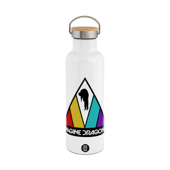 Imagine Dragons, Stainless steel White with wooden lid (bamboo), double wall, 750ml