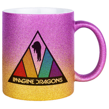 Imagine Dragons, Κούπα Χρυσή/Ροζ Glitter, κεραμική, 330ml