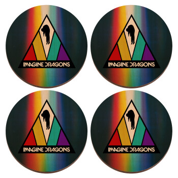 Imagine Dragons, ΣΕΤ x4 Σουβέρ ξύλινα στρογγυλά plywood (9cm)