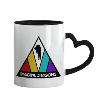 Imagine Dragons, Mug heart black handle, ceramic, 330ml