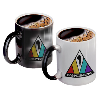 Imagine Dragons, Color changing magic Mug, ceramic, 330ml when adding hot liquid inside, the black colour desappears (1 pcs)